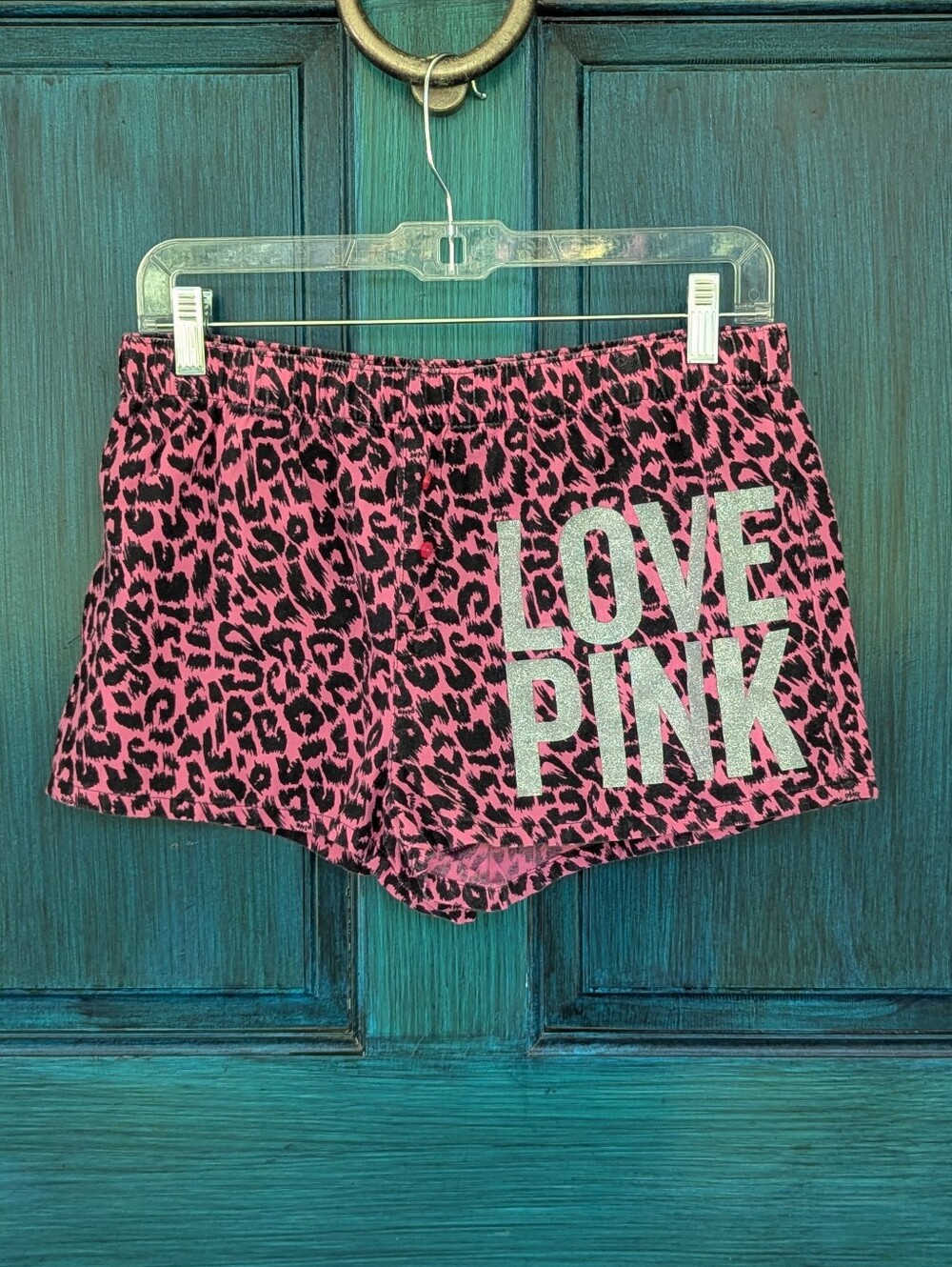 Rare PINK Victoria's Secret Y2K Leopard Sleep Shorts Glitter LOVE PINK